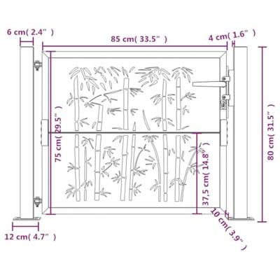 Poort met bamboe-ontwerp 105x80 cm cortenstaal Poort met bamboe-ontwerp 105x80 cm cortenstaal