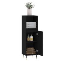 Badkamerkast 30x30x100 cm bewerkt hout zwart - thumbnail