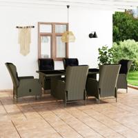 7-delige Tuinset met kussens poly rattan bruin - thumbnail