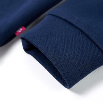 Kindertrui met vosprint 140 marineblauw