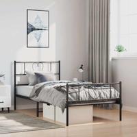 Bedframe met hoofd- en voeteneinde metaal zwart 100x200 cm - thumbnail