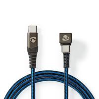 USB-Kabel | USB 2.0 | USB-C Male | USB-C Male | 480 Mbps | Verguld | 2.00 m | Rond | Gevlochten / Nylon | Blauw / Zwart | Cover Window Box - thumbnail
