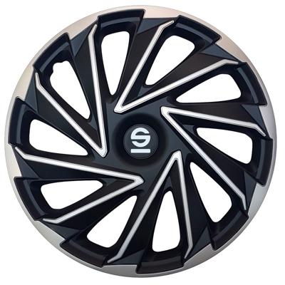 4-Delige Sparco Wieldoppenset Varese 14-inch zilver/zwart SP1480SVBK