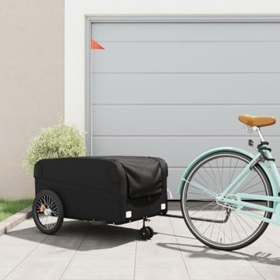 VidaXL Fietstrailer 45 kg ijzer zwart VidaXL Fietstrailer 45 kg ijzer zwart