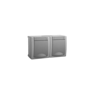 VIKO 90591088-DE Pacific Wandcontactdoos dubbel spatwaterdicht Grijs 1 stuk(s)