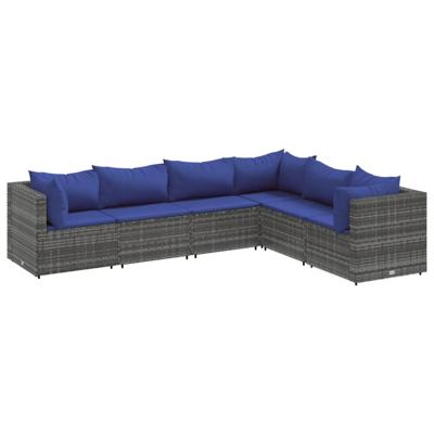 5-delige Loungeset met kussens poly rattan grijs 5-delige Loungeset met kussens poly rattan grijs
