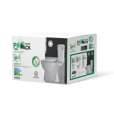 Duoblok Toilet BWS Amora Randloos Met Zitting Softclose Glans wit (AO / Vloeruitlaat)