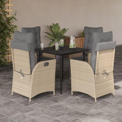 5-delige Tuinset met kussens poly rattan gemengd beige 5-delige Tuinset met kussens poly rattan gemengd beige