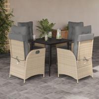 5-delige Tuinset met kussens poly rattan gemengd beige - thumbnail
