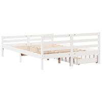 Bedframe zonder matras massief grenenhout wit 135x190 cm - thumbnail