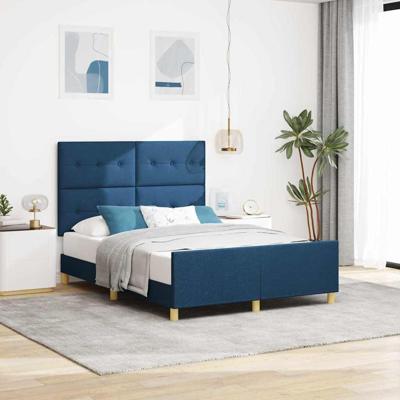 Bedframe met hoofdeinde Blauw 140 x 200 cm Stof
