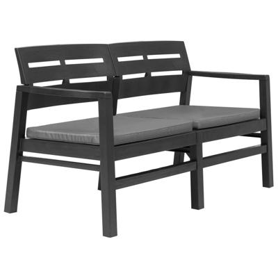 VidaXL Tuinbank 2-zits met kussens 133 cm kunststof antraciet VidaXL Tuinbank 2-zits met kussens 133 cm kunststof antraciet