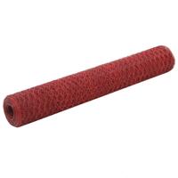 VidaXL Kippengaas 25x1 m staal met pvc coating rood - thumbnail