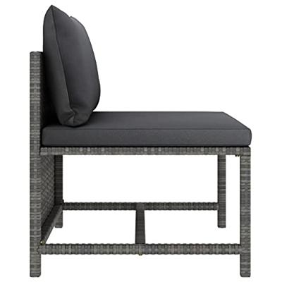 Middenbank sectioneel met kussens poly rattan grijs - thumbnail