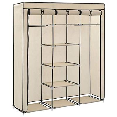 VidaXL Kledingkast met vakken en stangen 150x45x175 cm stof crème