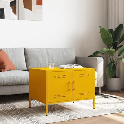 Salontafel 68x50x50,5 cm staal mosterdgeel