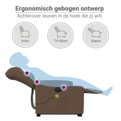 Sta-op-massagestoel elektrisch verstelbaar stof bruin