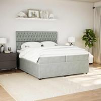 Boxspring met matras fluweel lichtgrijs 200x200 cm - thumbnail