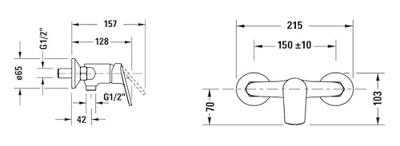 Douchekraan Duravit No.1 Zonder Omstel Met Koppelingen Delen HOH=15 cm Chroom Duravit Douchekraan Duravit No.1 Zonder Omstel Met Koppelingen Delen HOH=15 cm Chroom Duravit