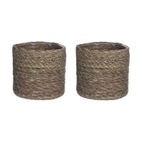 Mand Mica Decorations Atlantic Bruin vlechtwerk (16 x 16 cm) 16 x 16 - thumbnail