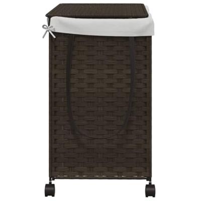 VidaXL Wasmand op wielen 60x35x60,5 cm rattan donkerbruin - thumbnail