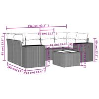 7-delige Loungeset met kussens poly rattan zwart - thumbnail