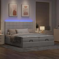 Ottoman bed met matrassen en LED's 180x200cm stof taupe - thumbnail