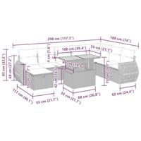 9-delige Loungeset met kussens poly rattan acacia beige - thumbnail