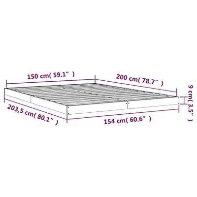 Bedframe massief grenenhout zwart 150x200 cm