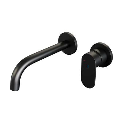 Brauer Black Edition Inbouw Wastafelmengkraan met Gebogen Uitloop en Rozetten Model C1 Mat Zwart