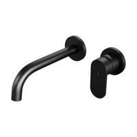 Brauer Black Edition Inbouw Wastafelmengkraan met Gebogen Uitloop en Rozetten Model C1 Mat Zwart - thumbnail