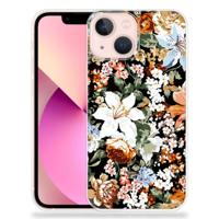 TPU Case voor iPhone 13 mini Dark Flowers - thumbnail