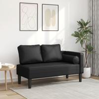 Chaise longue met kussens kunstleer zwart - thumbnail