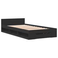 Bedframe met lades bewerkt hout zwart 150x200 cm - thumbnail
