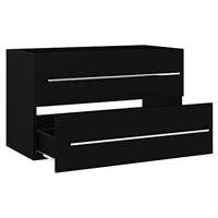 Wastafelkast met ingebouwde wastafel spaanplaat zwart - thumbnail