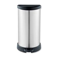 Curver Decobin Pedaalemmer Ovaal 40L Zilver/Zwart - thumbnail