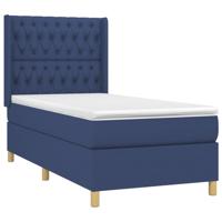 Boxspring met matras en LED stof blauw 100x200 cm - thumbnail