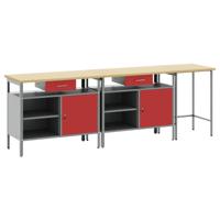 Werkbankset met lade 3 pcs Rood en Grijs Gepoedercoat staal - thumbnail