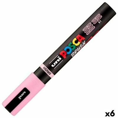 Markeerstift BRUSH POSCA PC-5BR Licht Roze (6 Stuks)