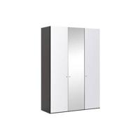 Goossens Kledingkast Easy Storage Ddk, Kledingkast 153 cm breed, 220 cm hoog, 2x glas draaideur en 1x spiegel draaideur midden - thumbnail