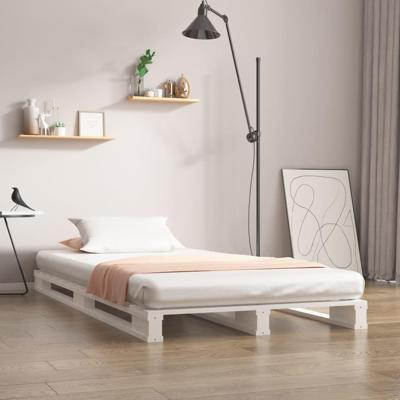 Palletbed massief grenenhout wit 75x190 cm