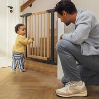 VEILIGHEID 1ST SIMPLY CLOSE HOUT & META, Druk, 73-80 cm (Max. 94cm), zonder schroeven of boren, Openen met één hand, Hout en Grafiet - thumbnail