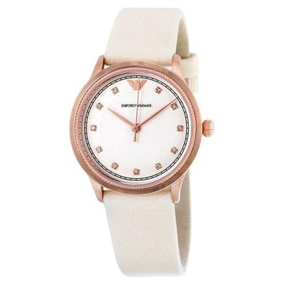 Horlogeband Armani AR1913 Leder Beige 16mm