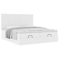 Ottoman bed met matrassen 200x200cm kunstleer zuiver wit - thumbnail