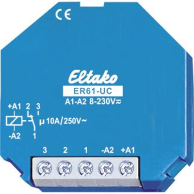 Eltako ER61-UC Schakelrelais Nominale spanning: 230 V Schakelstroom (max.): 10 A 1x wisselcontact 1 stuk(s) Eltako ER61-UC Schakelrelais Nominale spanning: 230 V Schakelstroom (max.): 10 A 1x wisselcontact 1 stuk(s)