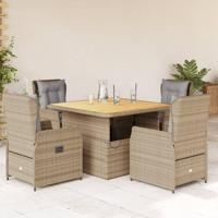 5-delige Tuinset met kussens poly rattan beige - thumbnail
