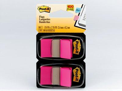 Post-it Vlaggen Standaard Tape Vlaggen in Dispenser, Helder Roze, 100 Vlaggen/Dispenser