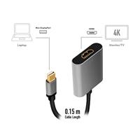 LogiLink CDA0110 video kabel adapter 0,15 m Mini DisplayPort HDMI Zwart, Grijs - thumbnail