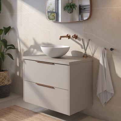 Saqu Lima voorgemonteerd badmeubel incl. afdekblad met koperen greep 80cm mat greige