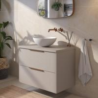 Saqu Lima voorgemonteerd badmeubel incl. afdekblad met koperen greep 80cm mat greige - thumbnail